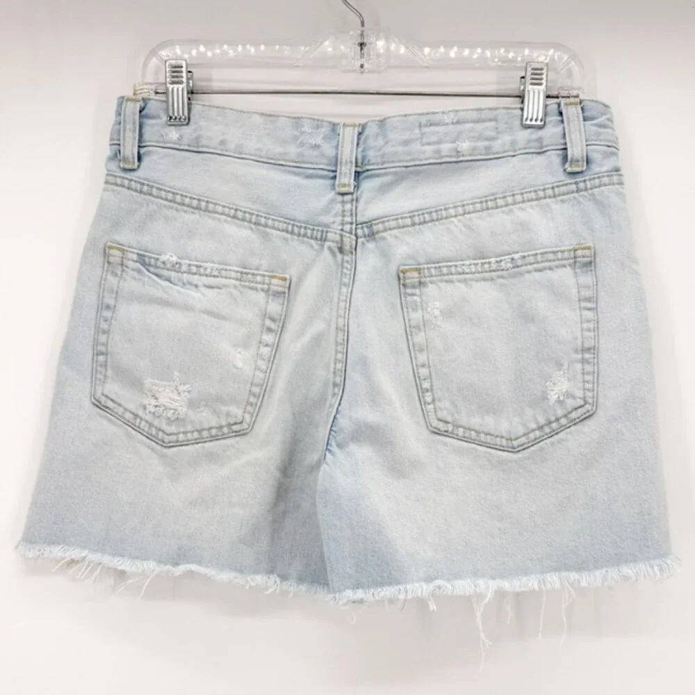 Zara Distressed High Rise Rigid Denim Cutoff Shorts Festival Summer 6 - Picture 3 of 8